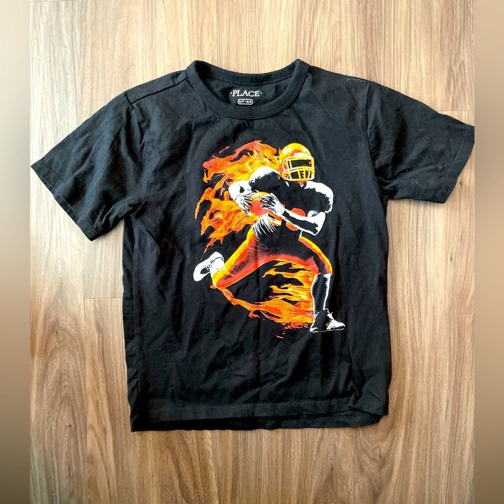 PLACE Kids Black Football Graphic Tee size S 5/6 - Picture 1 of 4